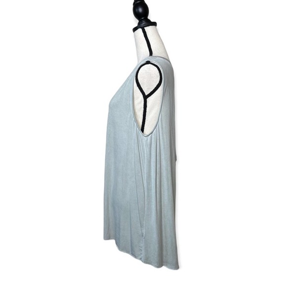 Umgee Green Pastel Washed Lace Up Tunic Sleeveless Slit Back Tank Top Oversized - Picture 7 of 12